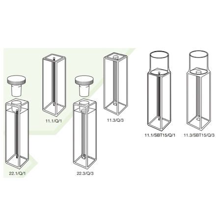 Type 11. Open top.Type 22 with stopper. Fluorimeter. Micro.
