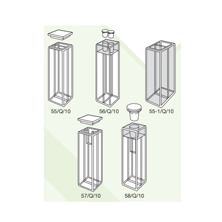 Type 55, 57 with lid & 56, 58 with stopper(s). Tandem, Divided, Mixing or Fluorimeter