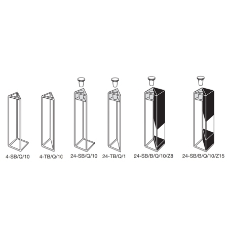 Type 4. Fluorimeter. Open top, Type 24 with stopper. Fluorimeter. Triangular